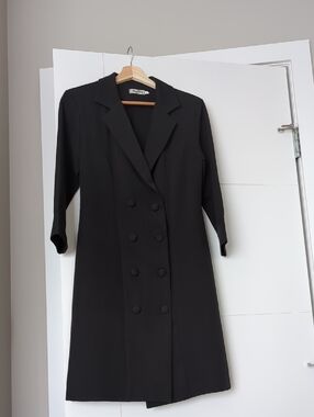 Black Double-Breasted Blazer Dress